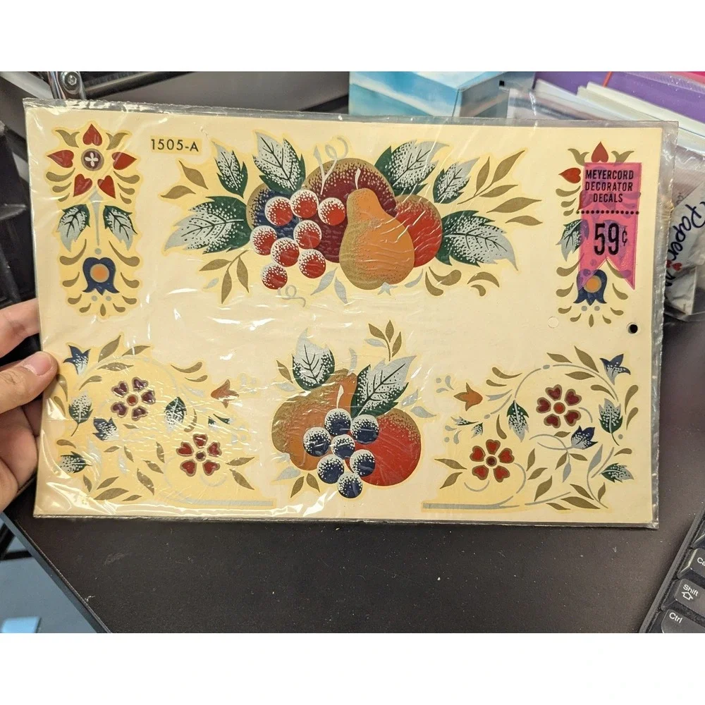 Meyercord Decorator Decals Fruit Floral Motif Vintage Water Slide 1505-A